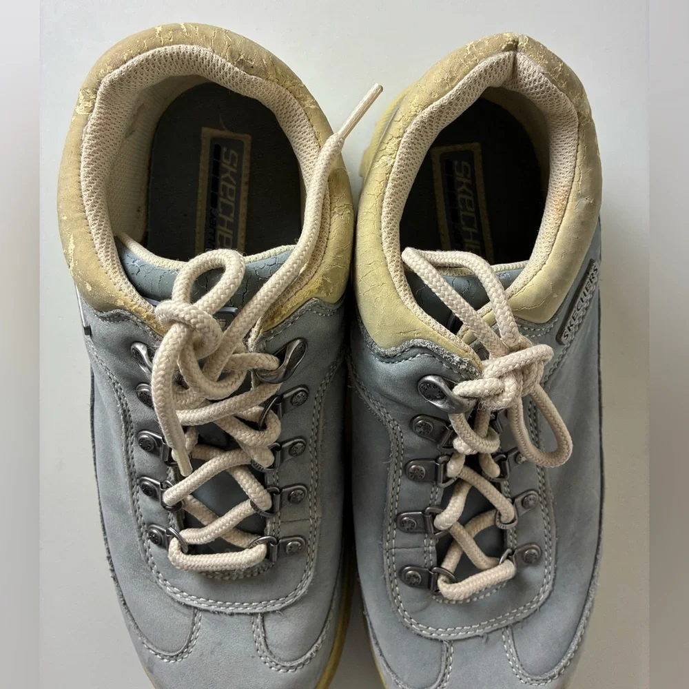 Skechers Jammers Platform Chunky Sneakers Y2K Baby Blue Suede Vintage